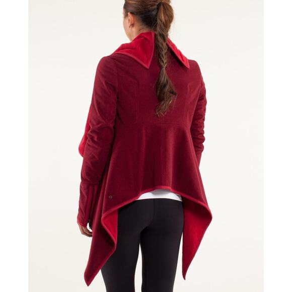 Lululemon Presence Of Mind Deepest Cranberry Red Fleece Wrap Jacket - Picture 3 of 7